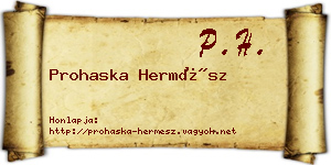 Prohaska Hermész névjegykártya